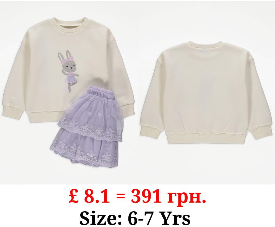 Bunny Ballerina Sweatshirt and Tutu Outfit