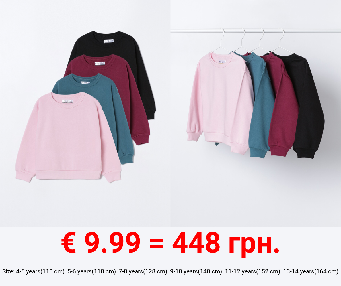 Pack of 4 basic plain sweatshirts