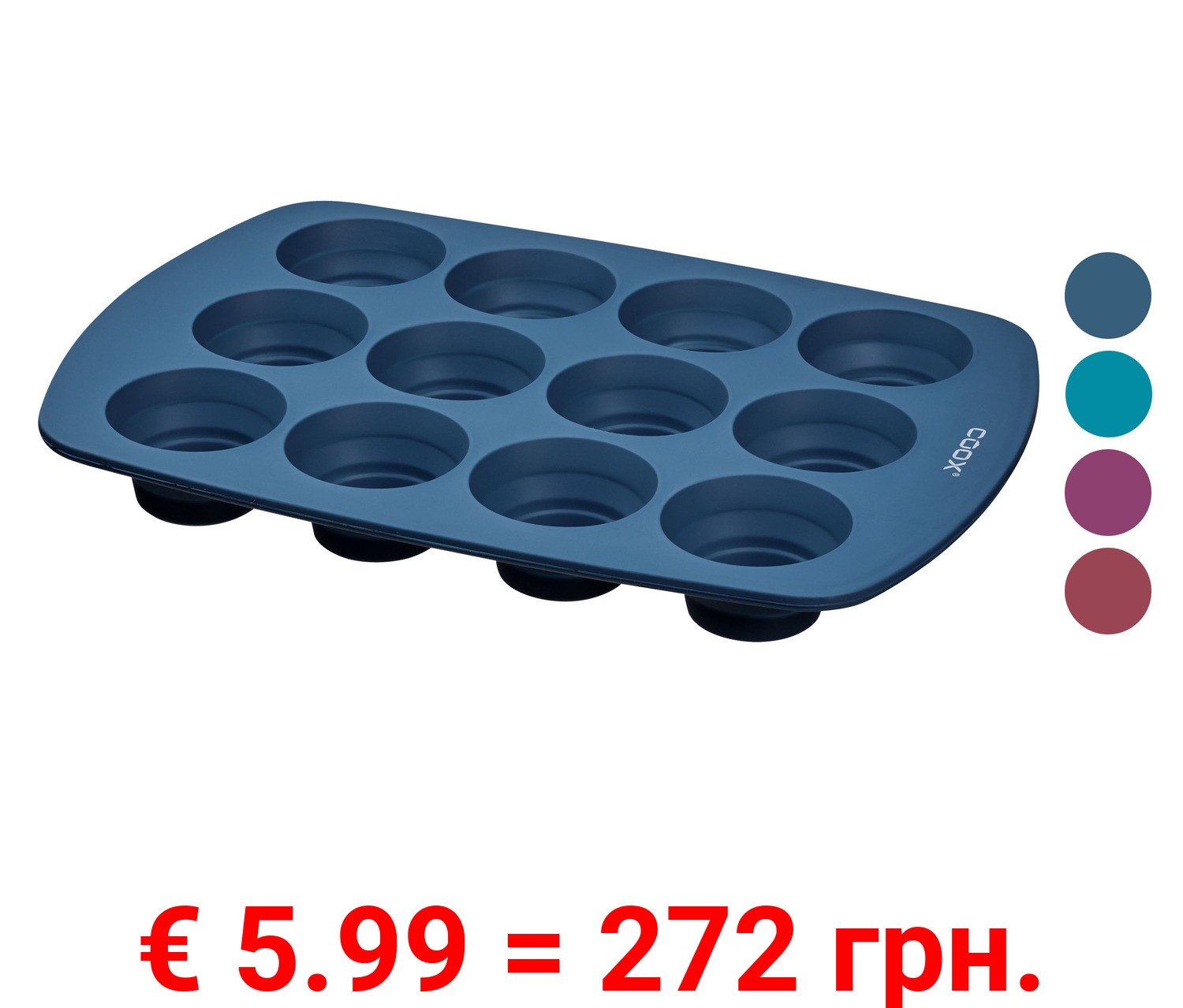 Coox Silikon-Muffinform, für 12 Muffins