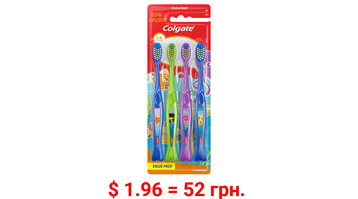 Colgate Kids Extra Soft Toothbrush Ocean Explorer Value Pack, 4 Count