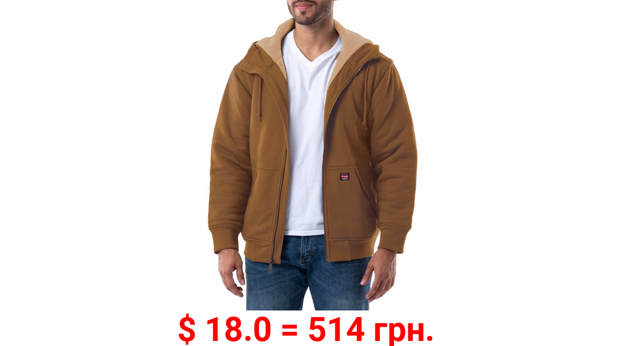 Wrangler Workwear Men's & Big Men's Full Zip Sherpa Lined Hooded Sweatshirt, Sizes S-5XL