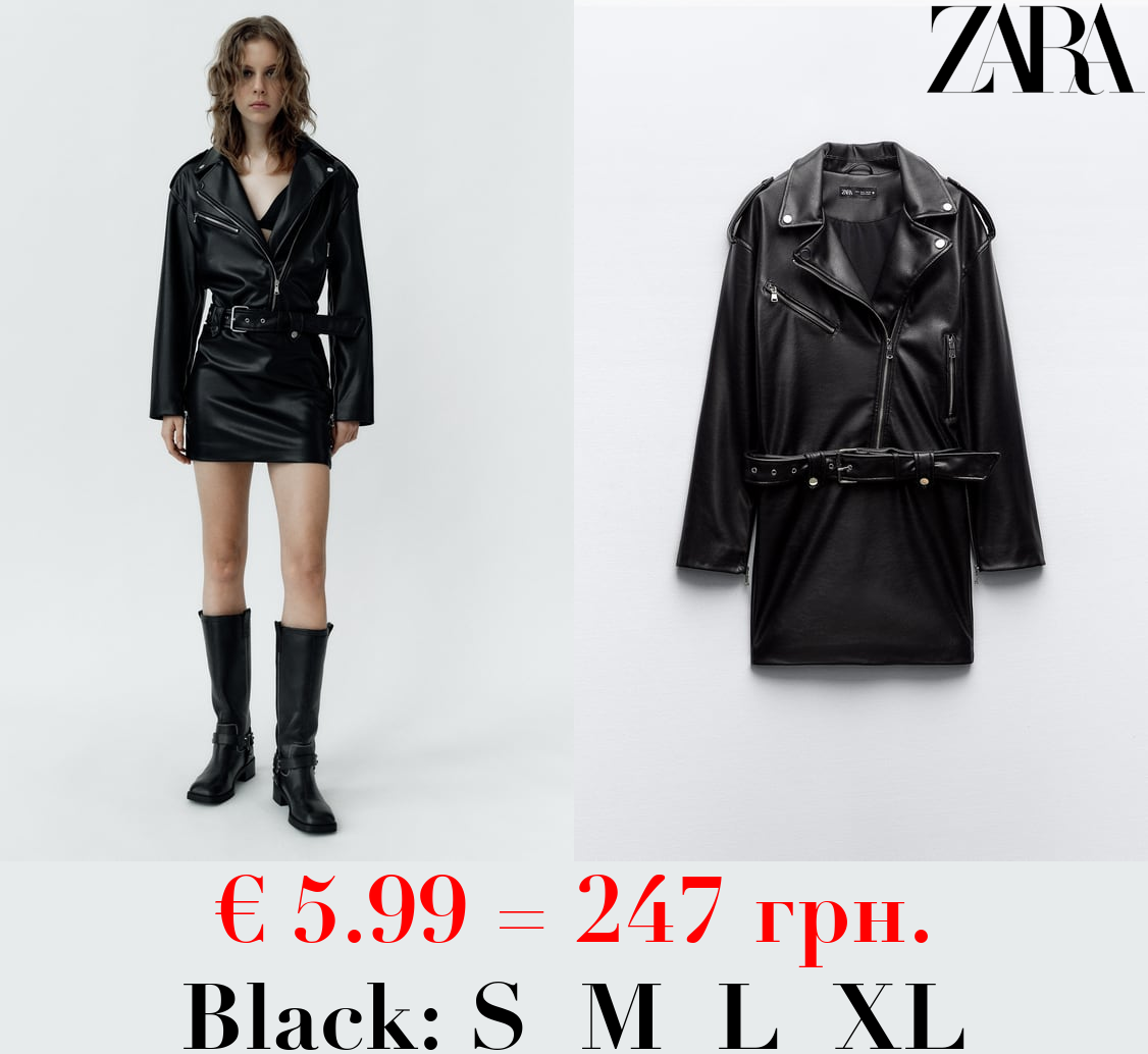 FAUX LEATHER DRESS WITH ZIPS