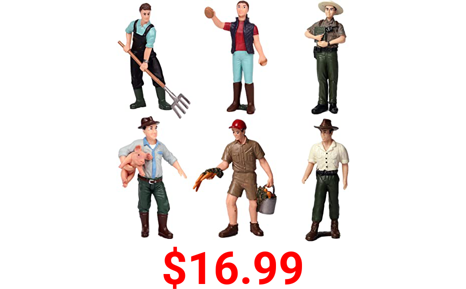 Lana Toys Farm People Doll Farmer Cleaning Worker Forester Breeder Figure Suitable for Animal Zoo Dinosaur World Scene Plastic Model Decor Collector Toy Gift
