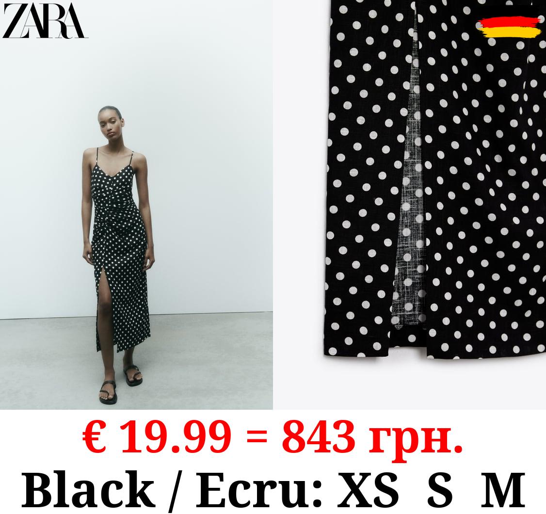 LINEN BLEND POLKA DOT DRESS