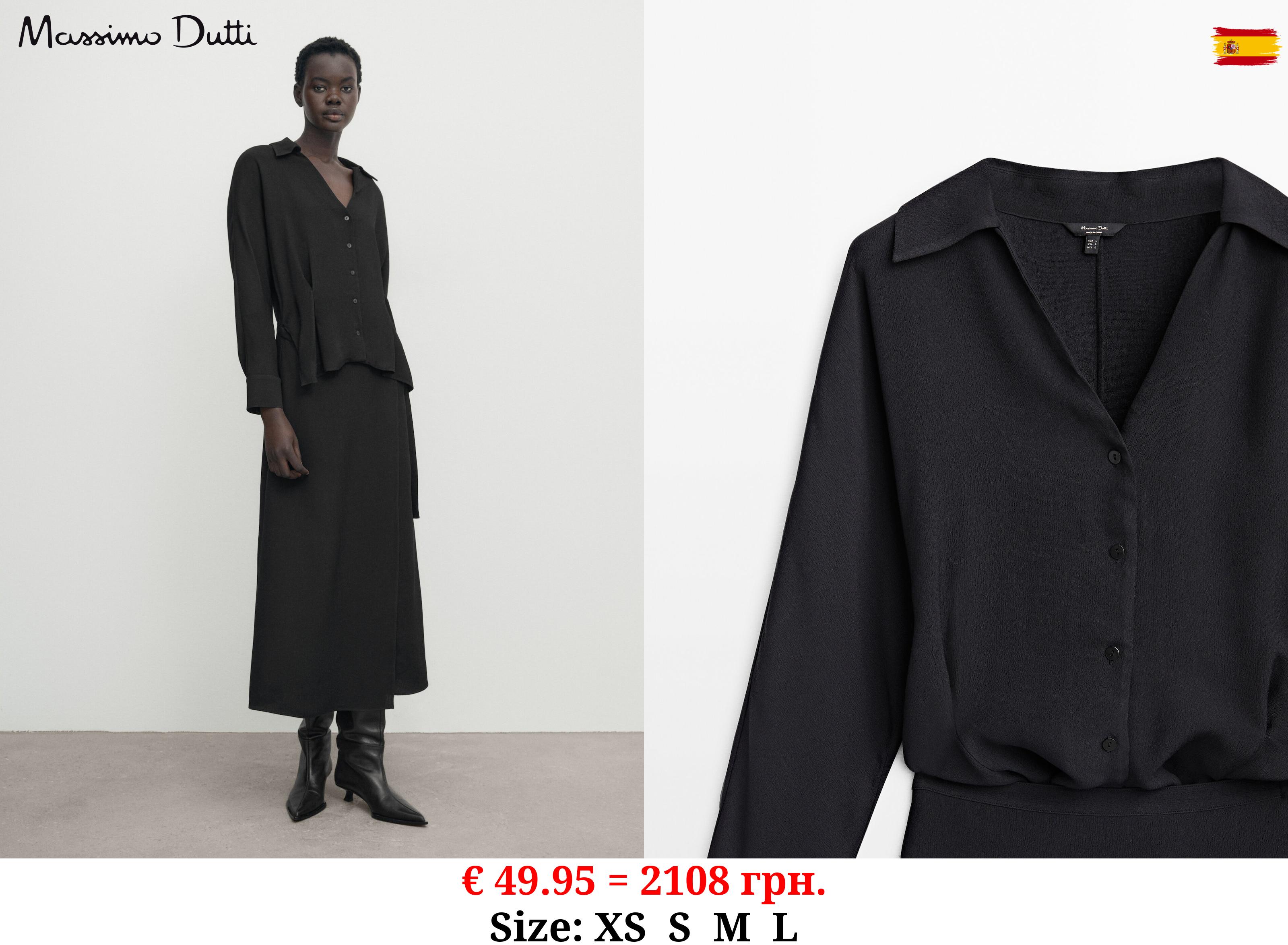 Long pareo shirt dress BLACK