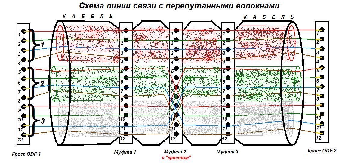 Схема разварки оптической муфты. Разварка оптического кросса схема. Схема разварки волоконно-оптического кабеля. Схема разварки волокон оптического кабеля.