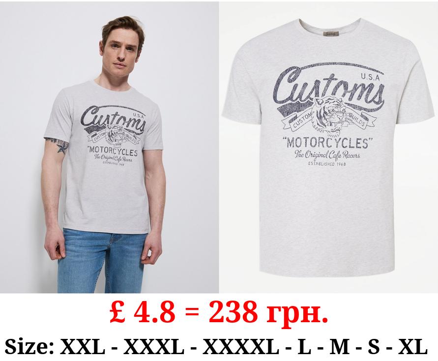 Light Grey Tiger Customs Motorcycle T-Shirt