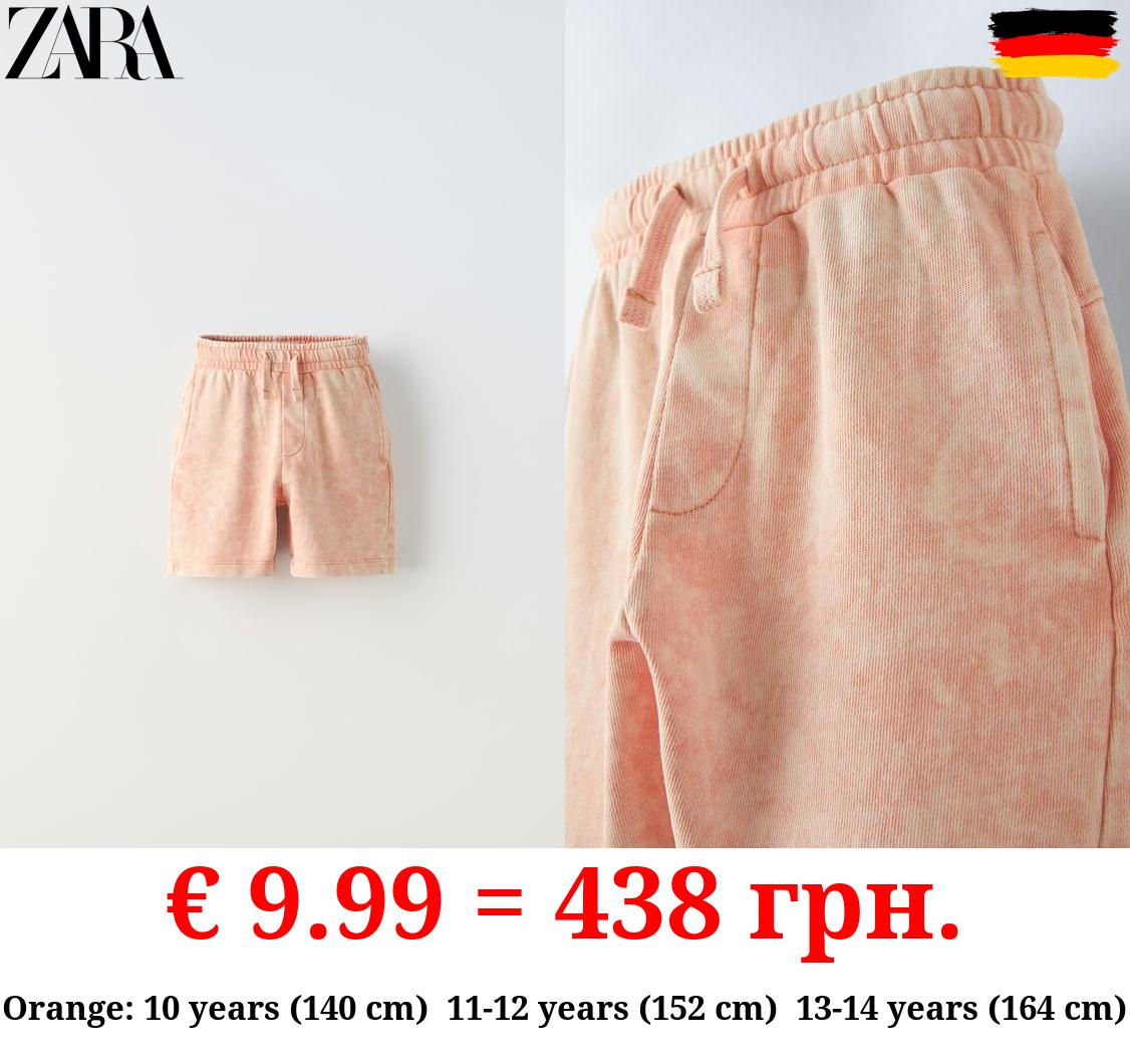 FADED-EFFECT PLUSH BERMUDA SHORTS