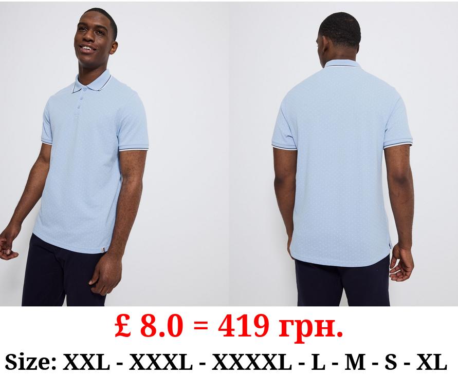 Pale Blue Spot Polo Top