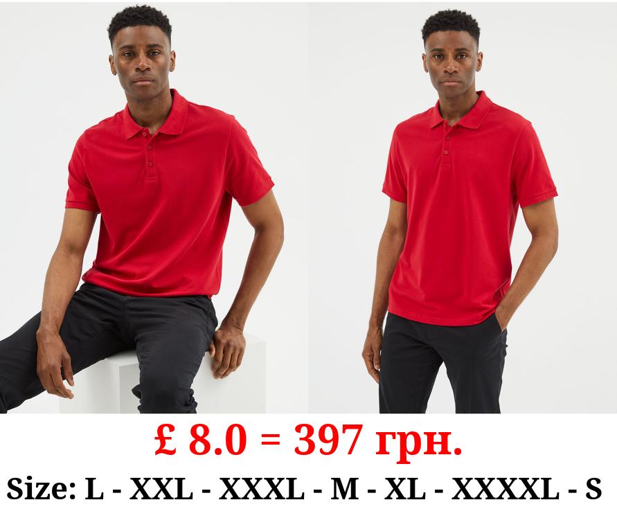 Red Short Sleeve Polo Top