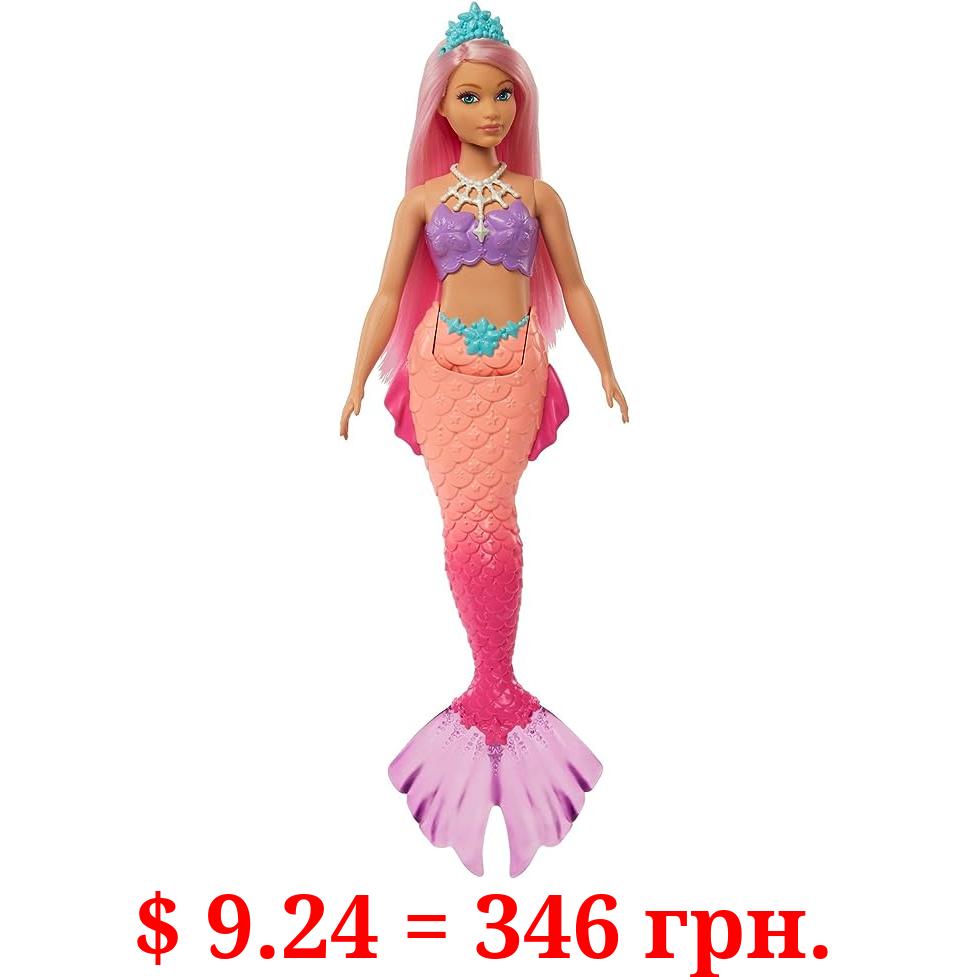 Barbie Dreamtopia Mermaid Doll with Curvy Body, Pink Hair, Pink Ombre Tail & Tiara Accessory