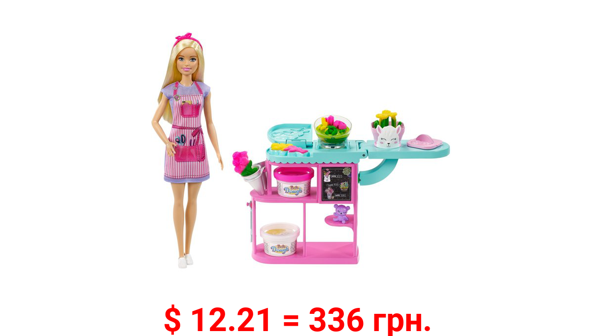 Barbie Florist Playset with Blonde Doll, Dough, Vases & More, Ages 3 & Up