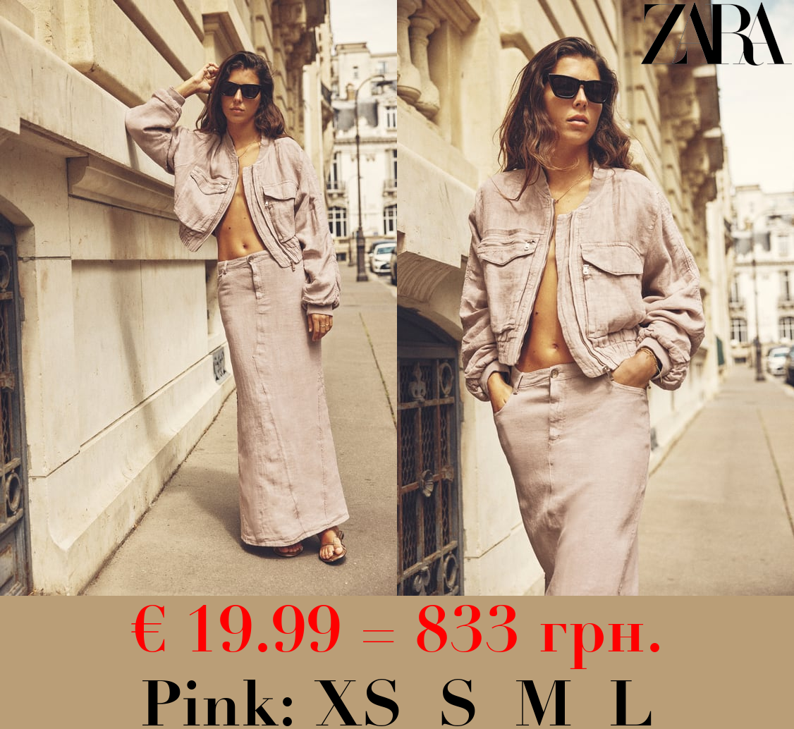 LINEN BOMBER JACKET WITH POCKETS