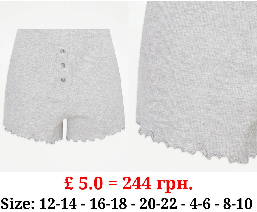 Grey Ribbed Pyjama Shorts