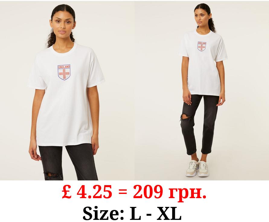 Matching England Football Glitter T-Shirt Adults