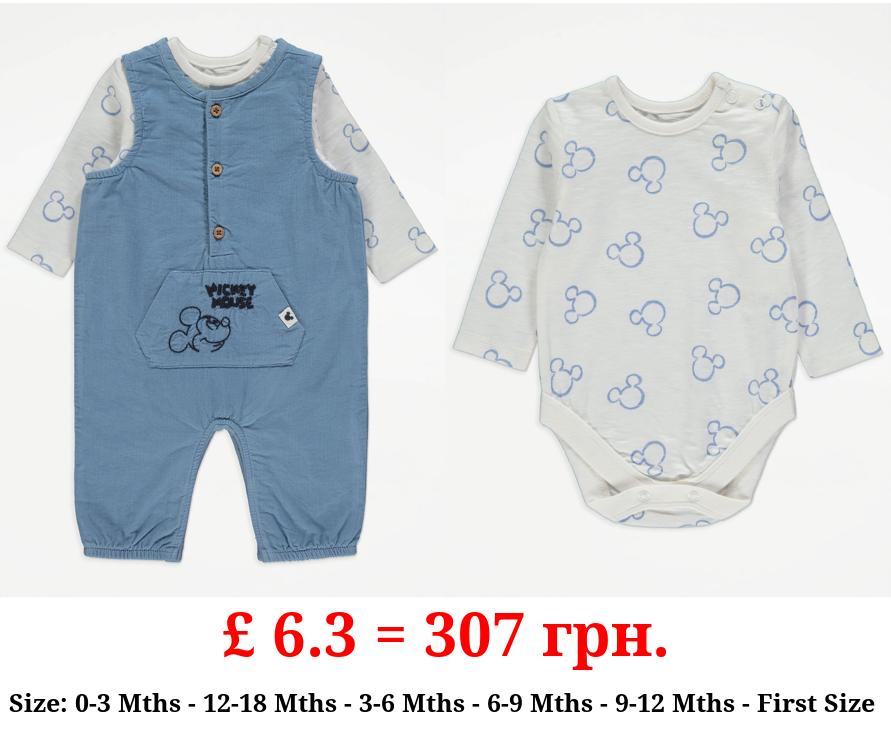 Disney Mickey Mouse Bodysuit and Blue Dungarees Outfit