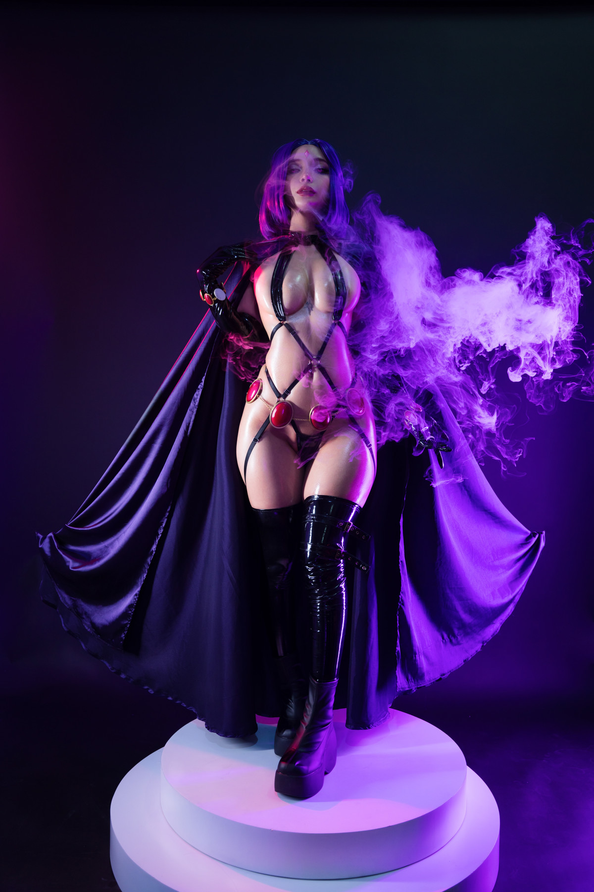 Cosplay Umeko.J Raven Latex Lingerie Set.01 1