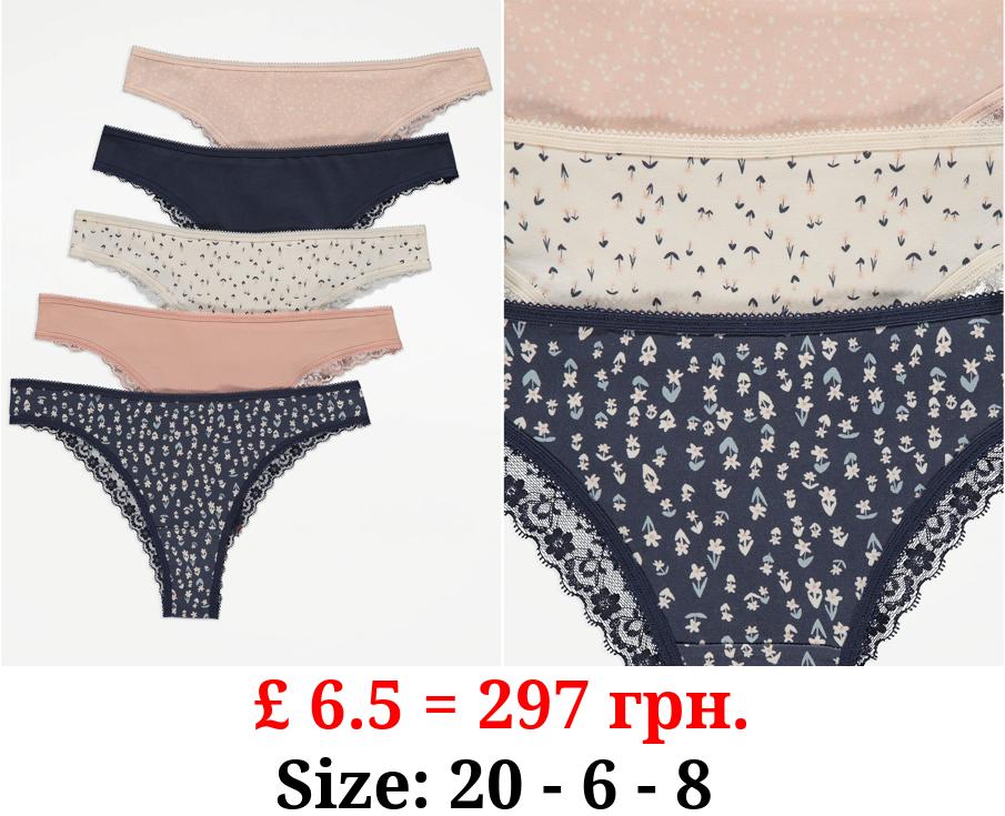 Ditsy Floral Brazilian Knickers 5 Pack