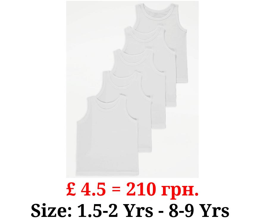 Plain White Vests 5 Pack