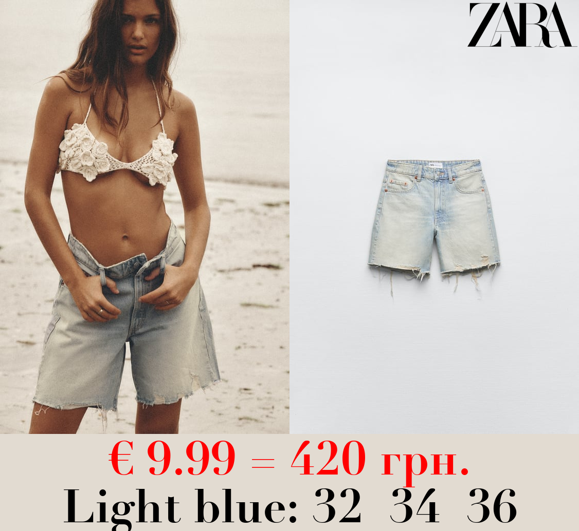 LOOSE FIT DENIM TRF BERMUDA SHORTS