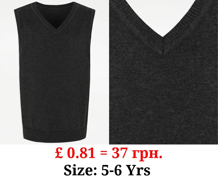 Charcoal V-Neck School Tank Top