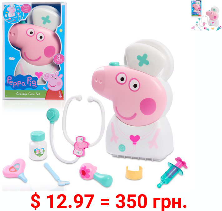 Peppa Pig Checkup Case Set with Carry Handle, 8-Piece Doctor Kit for Kids with Stethoscope, Preschool Ages 3 up by Just Play