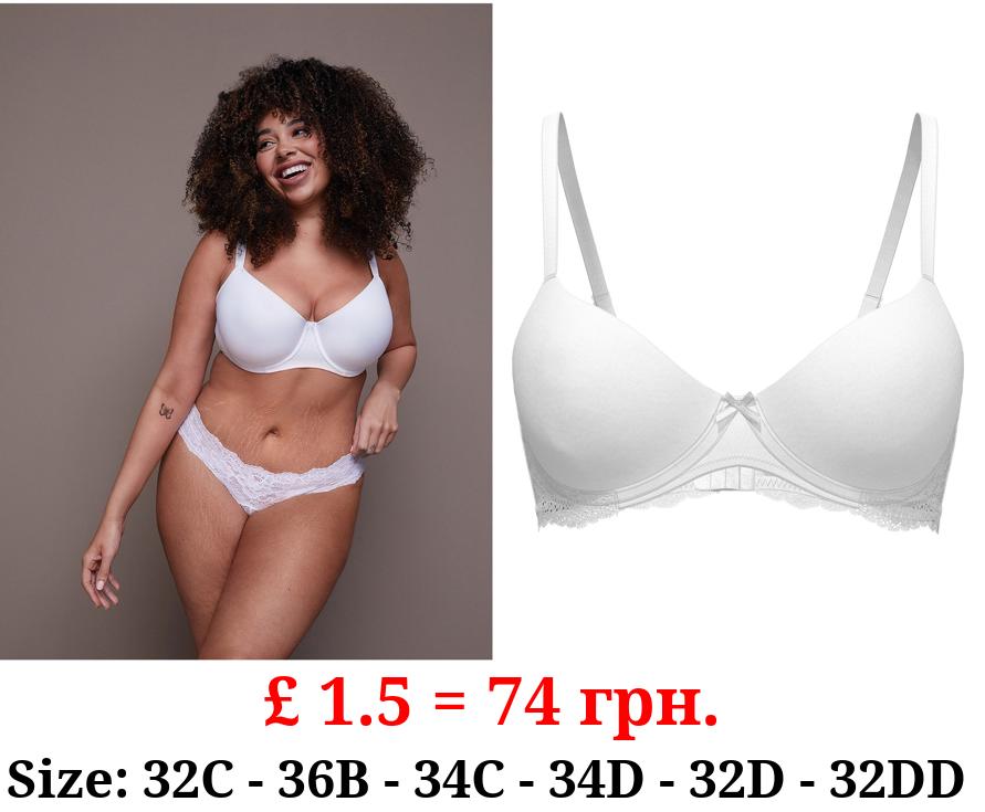 White Lace Trim T-Shirt Bra