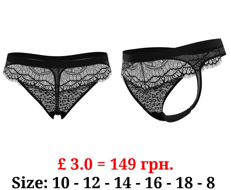 Black Leopard Lace Thong