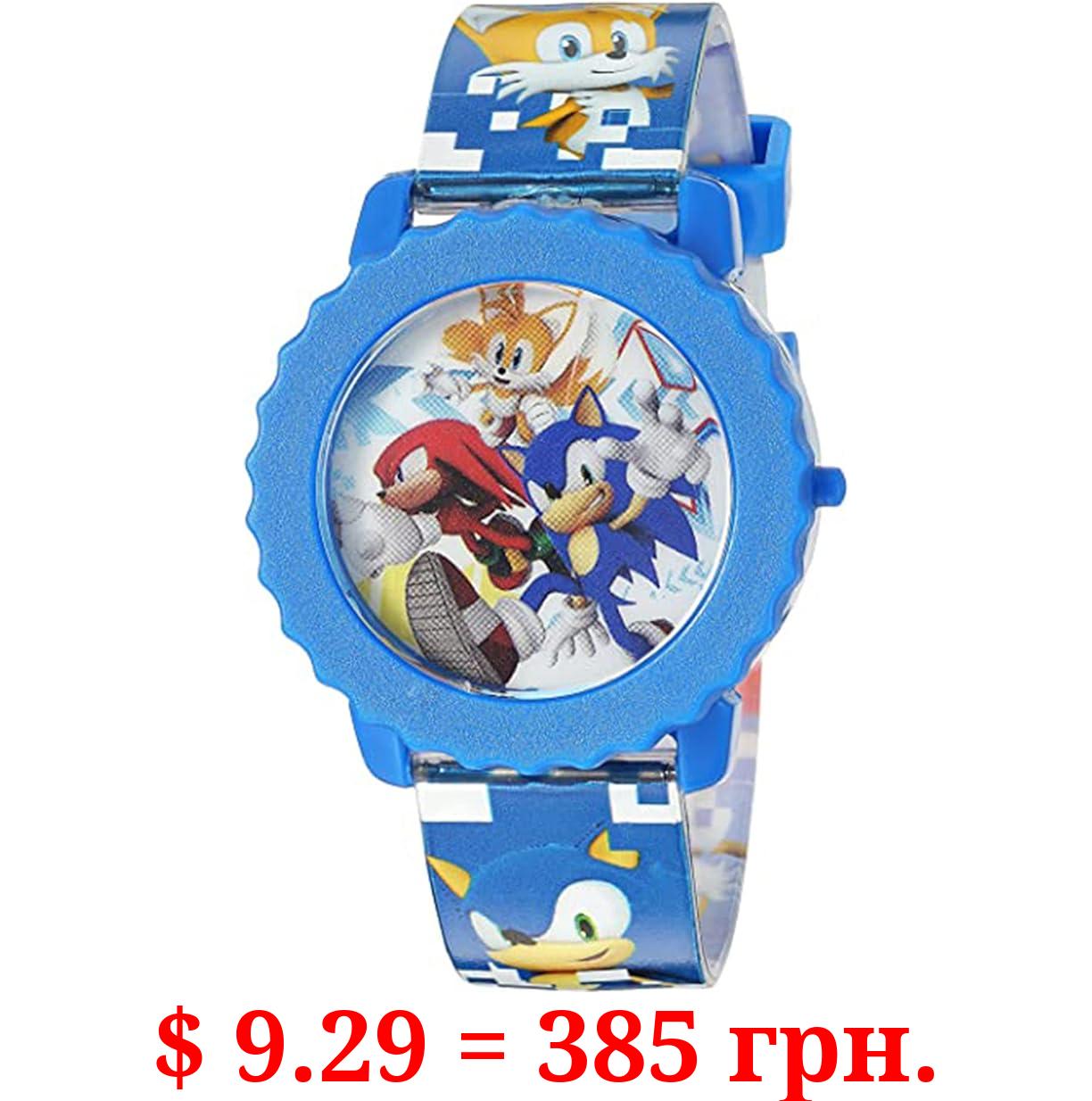 Accutime Sonic The Hedgehog - Kids, Quartz Movement - LCD Display Watch Dial Flashing LED Lights, Blue Buckle Strap Band for Children