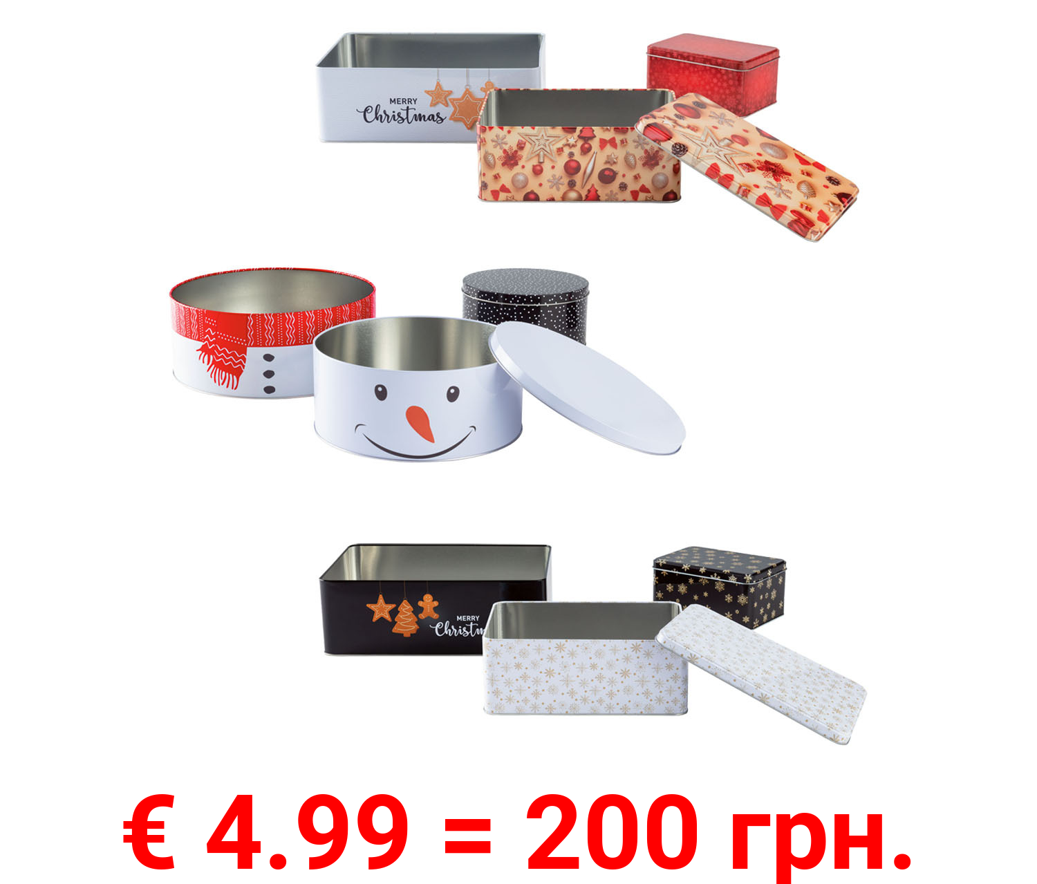 ERNESTO® Weißblech-Weihnachtsdosen-Sets, 3-teilig