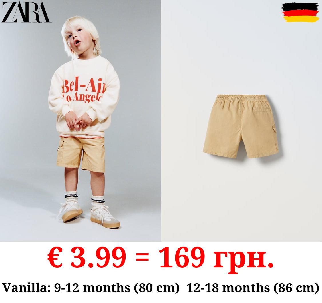 POPLIN CARGO-STYLE BERMUDA SHORTS