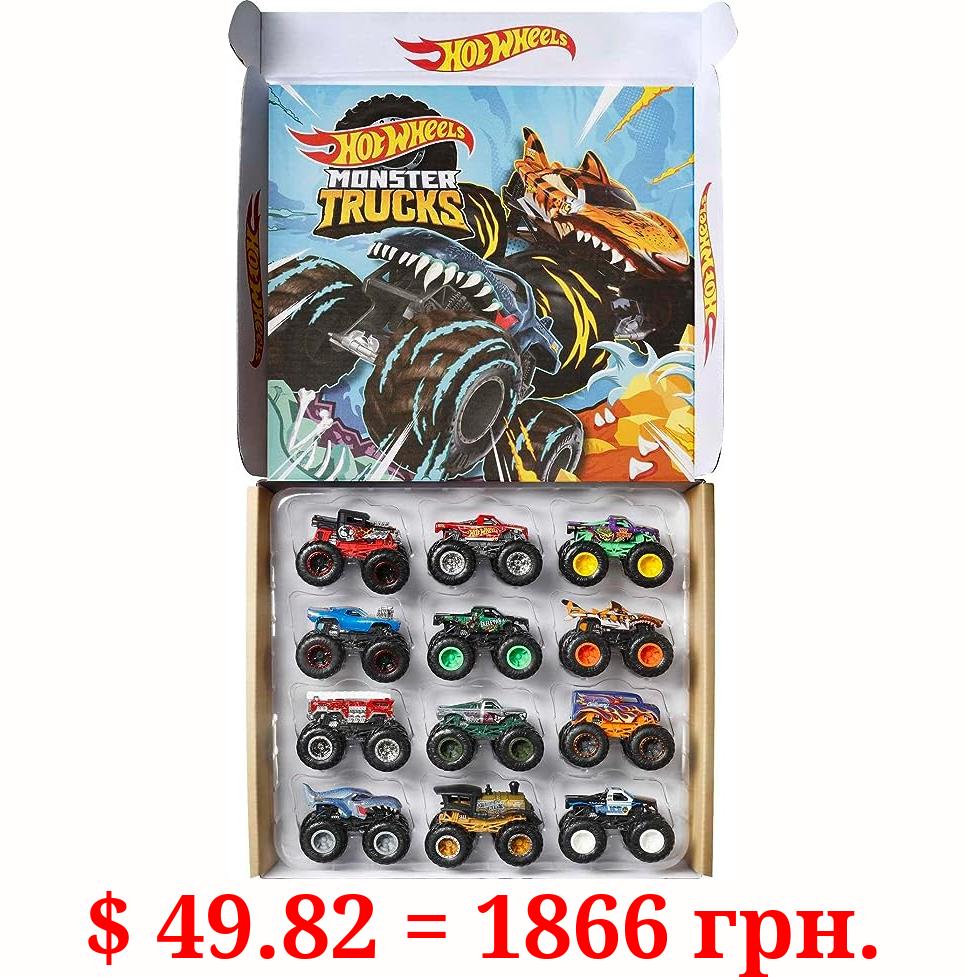 Hot Wheels Monster Trucks Set of 12 1:64 Scale Die-Cast Toy Trucks, Collectible Vehicles (Styles May Vary) (Amazon Exclusive)