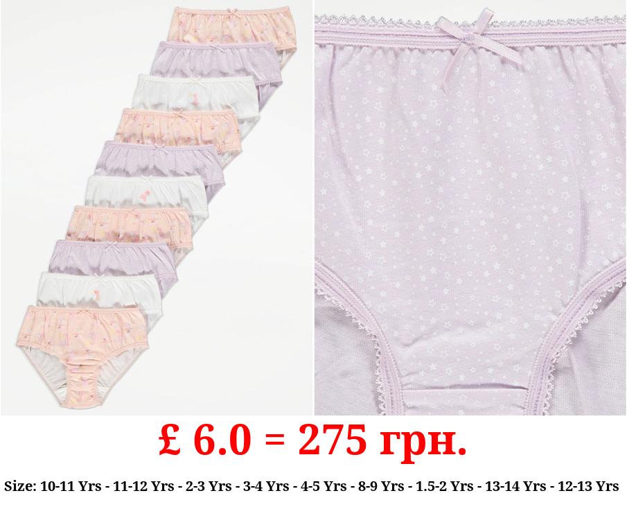 Ballerina Print Briefs 10 Pack