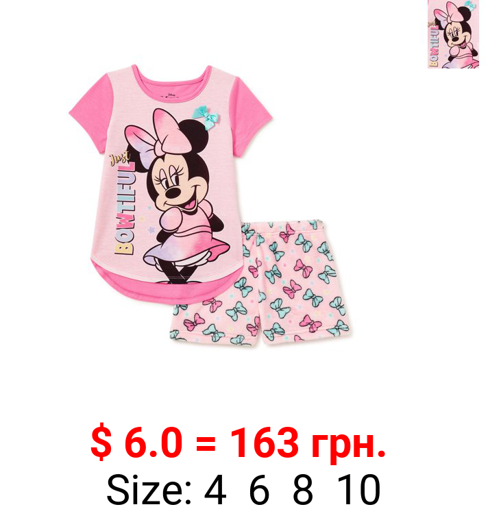 Minnie Mouse Girls' Top and Shorts Pajama Set, 2-Piece, Sizes 4-10