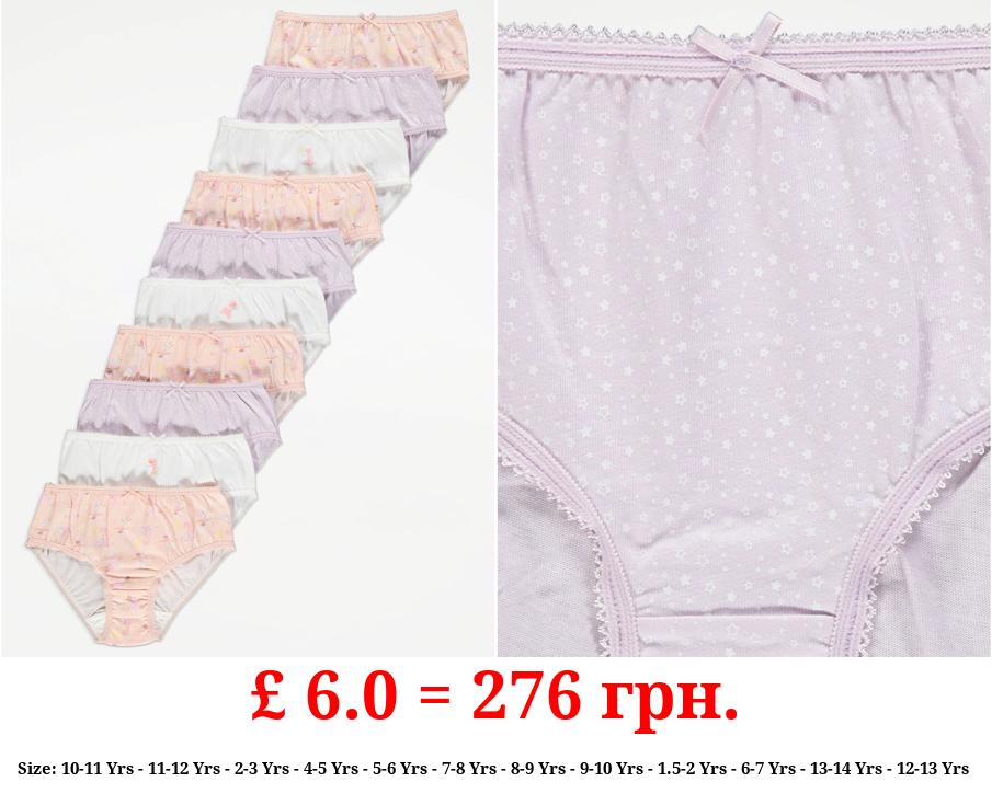 Ballerina Print Briefs 10 Pack