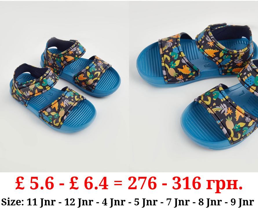 Blue Dinosaur Double Strap Sandals