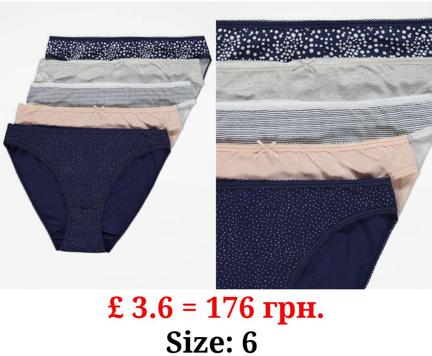 Patterned High Leg Knickers 5 Pack