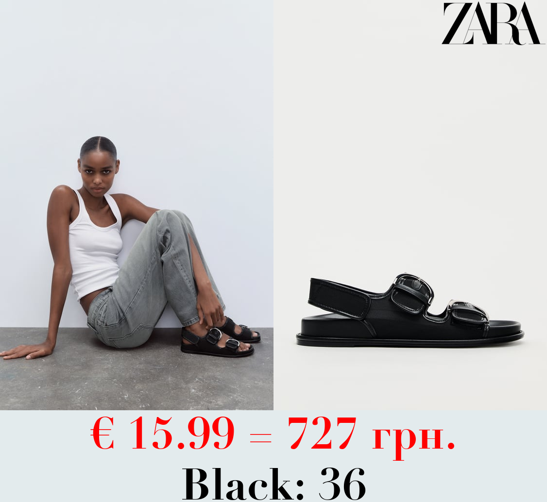 MESH FLAT SLIDER SANDALS WITH BUCKLES