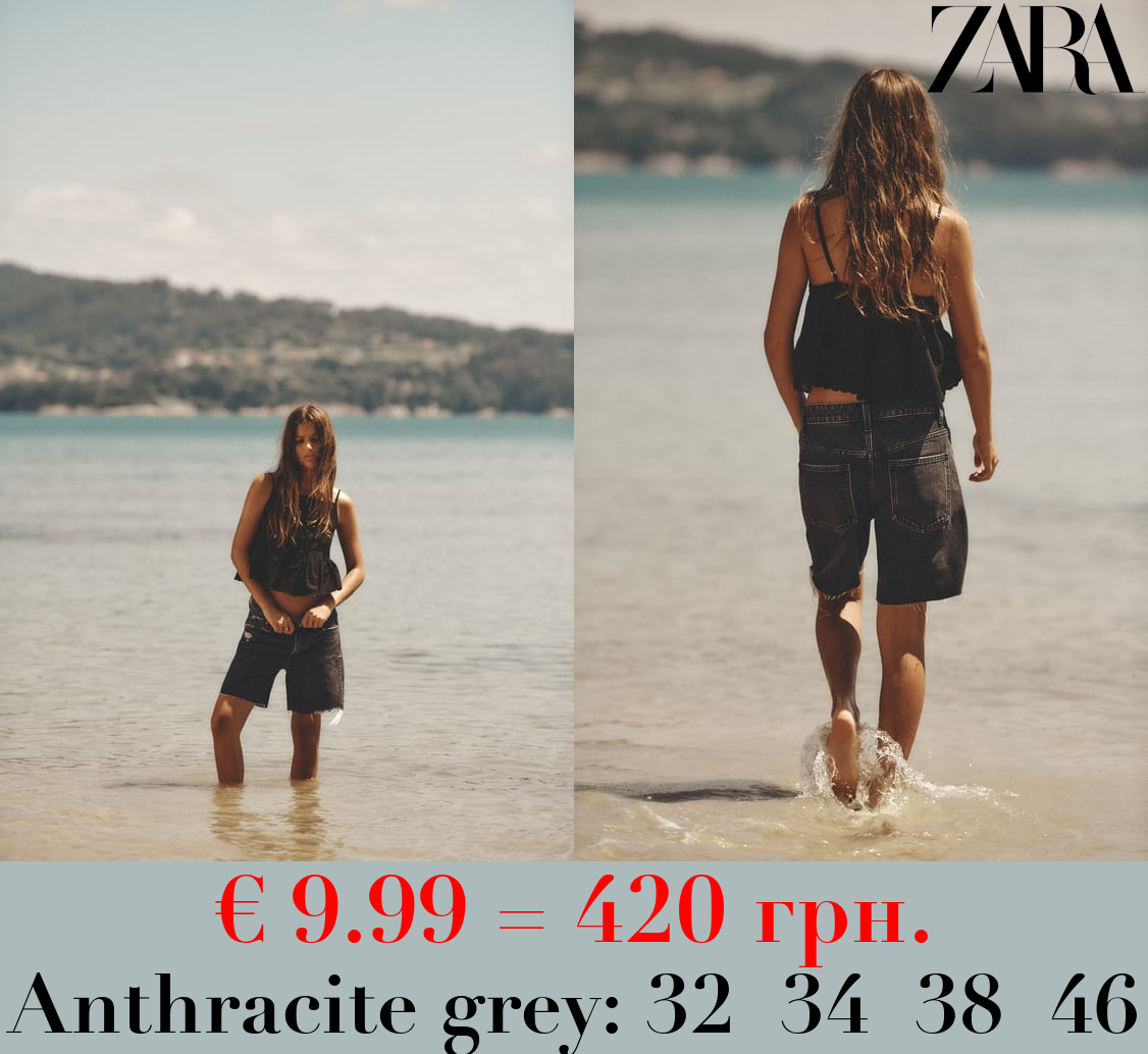 LOOSE FIT DENIM TRF BERMUDA SHORTS