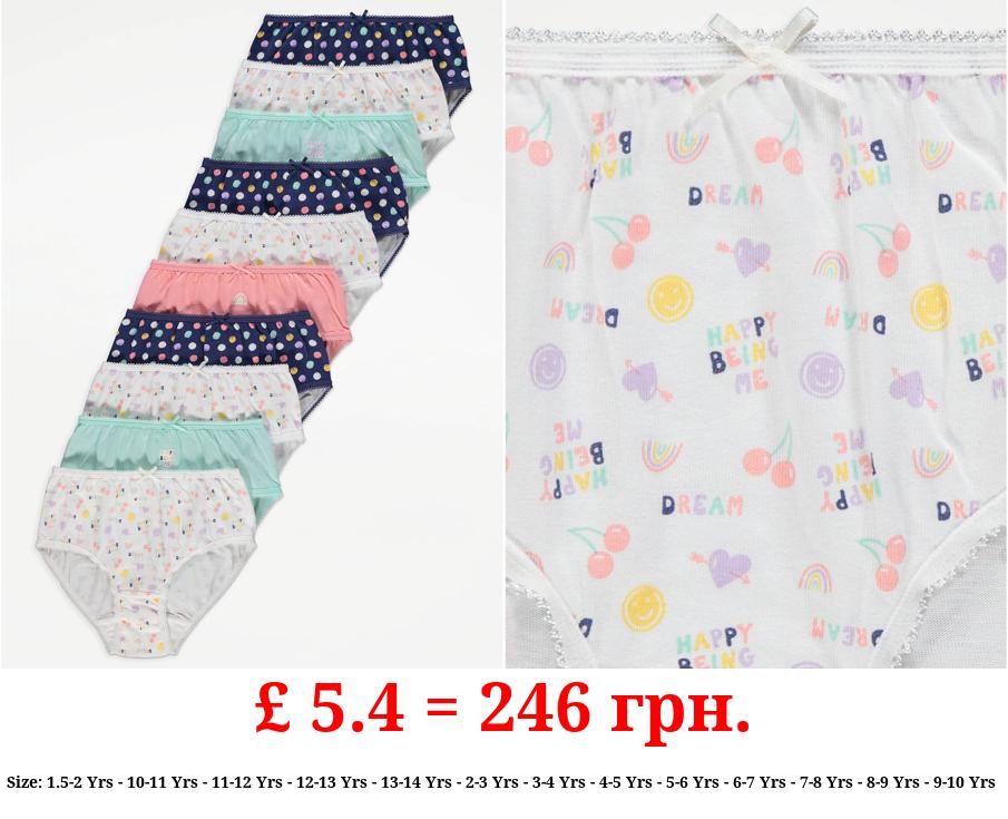 Navy Polka Dot Print Briefs 10 Pack