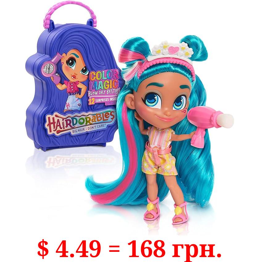 Hairdorables Collectible Doll Color Magic Blow Dry Besties Series 6, styles and case colors may vary, each sold separately, Kids Toys for Ages 3 Up by Just Play