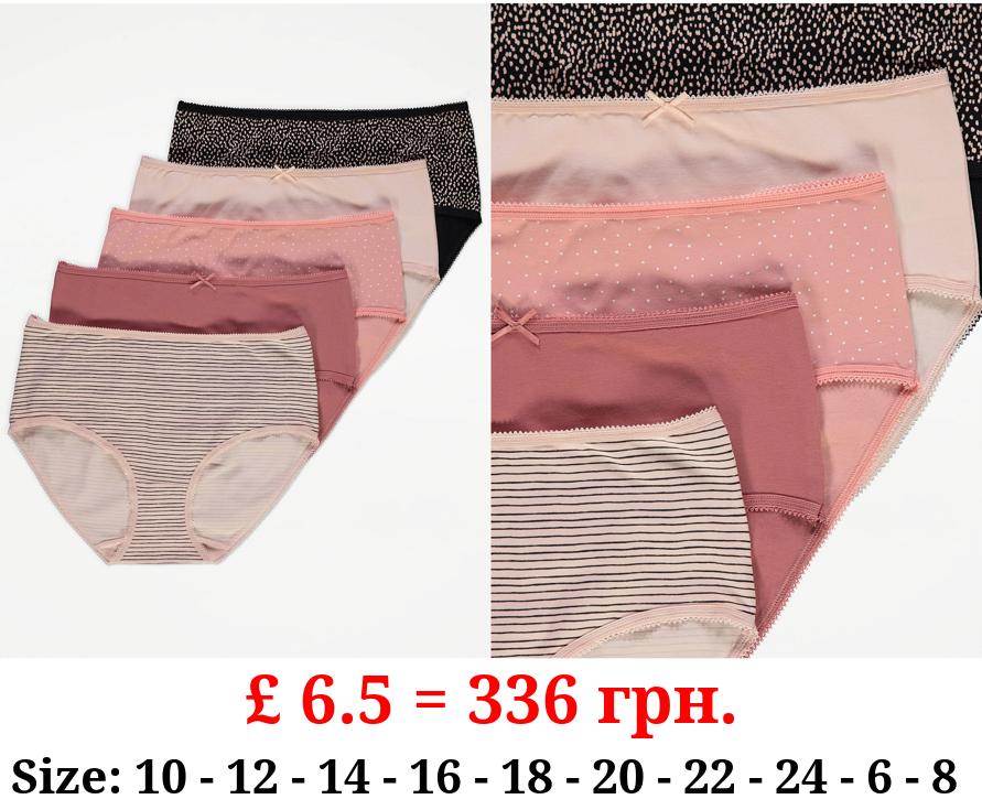 Spot Stripe Midi Knickers 5 Pack