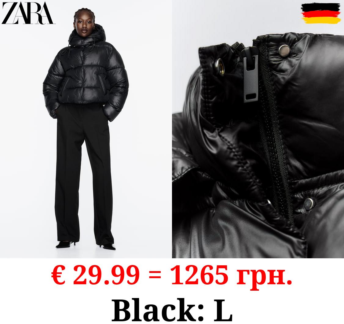 CROPPED PUFFER ANORAK WITH HOOD