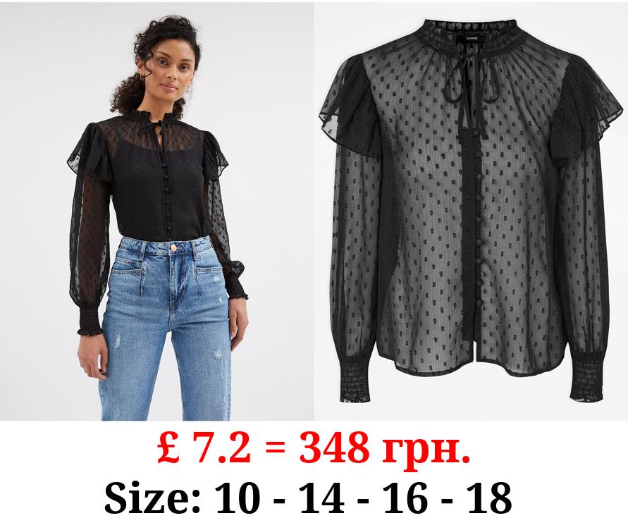 Black Textured Chiffon Blouse