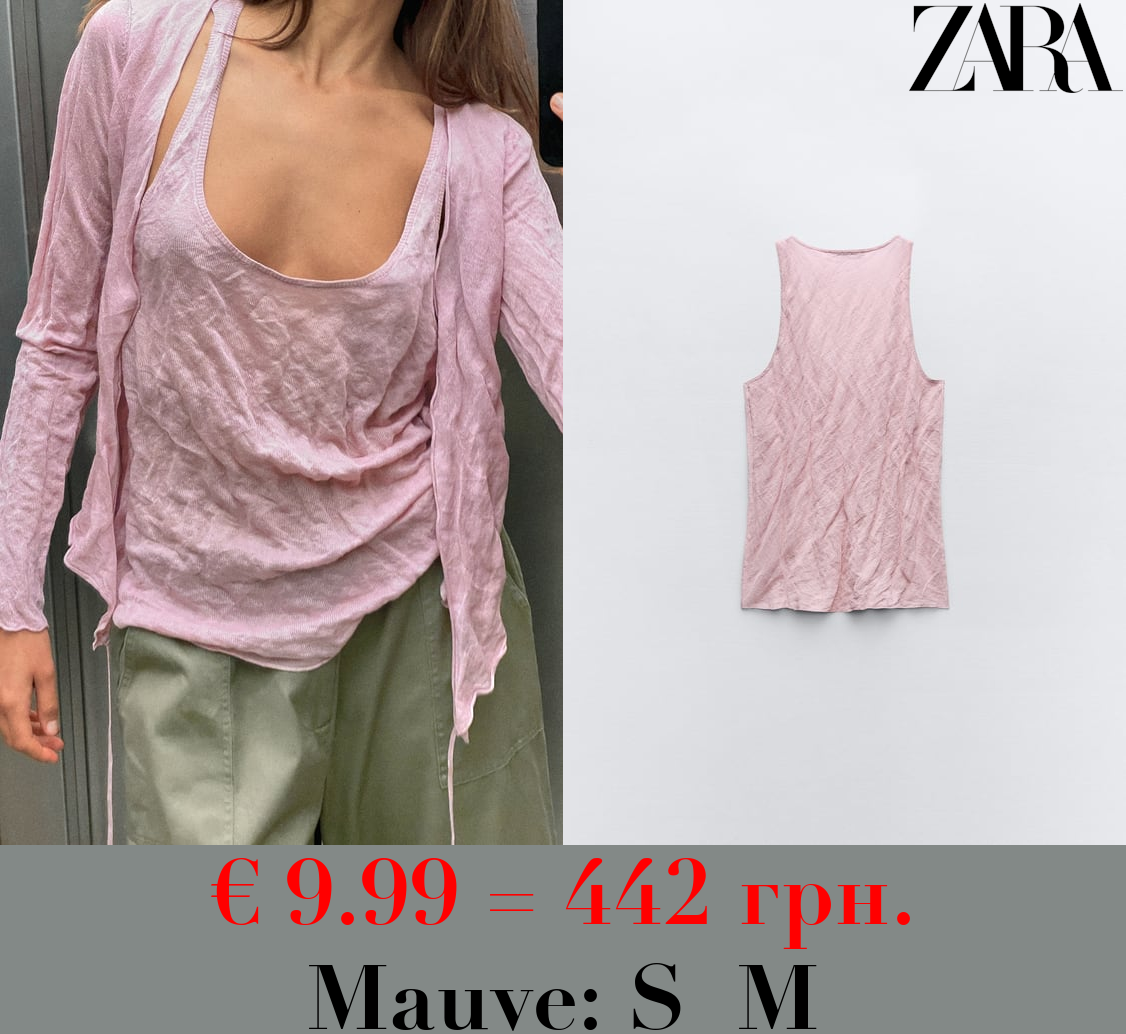 CREASED-EFFECT FINE KNIT TOP