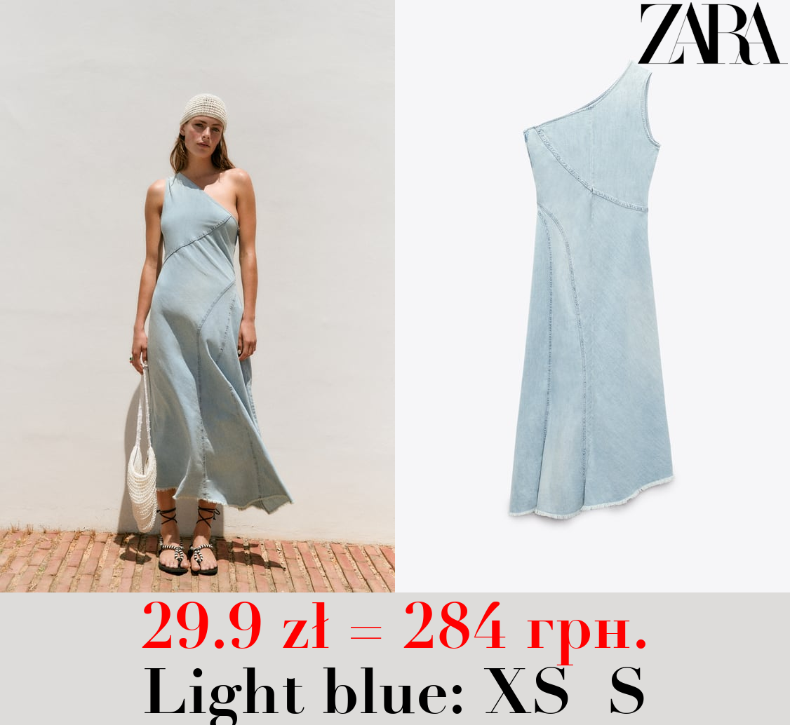 ASYMMETRIC DENIM TRF DRESS