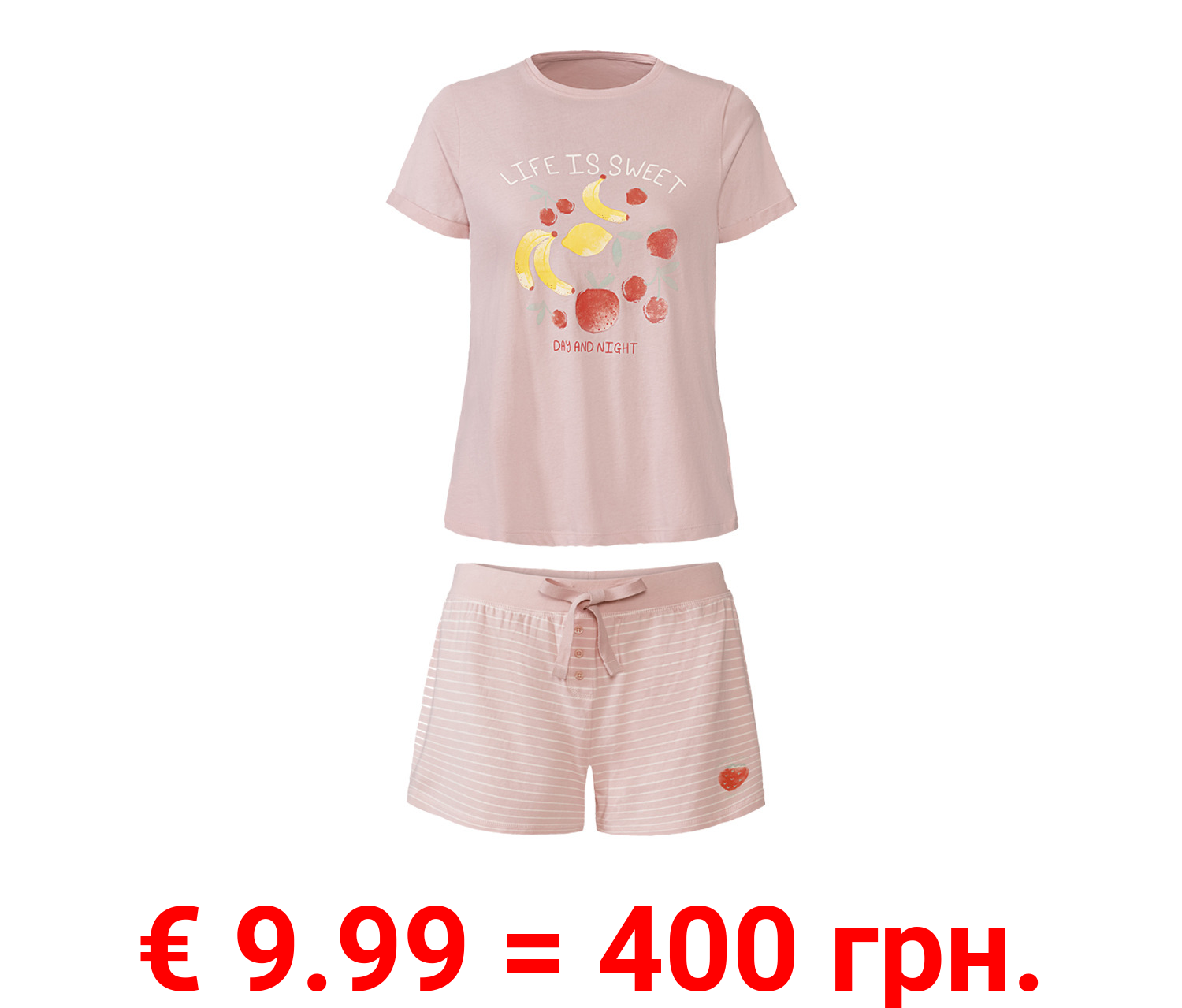 esmara® Damen Shorty Pyjama mit Statement-Print