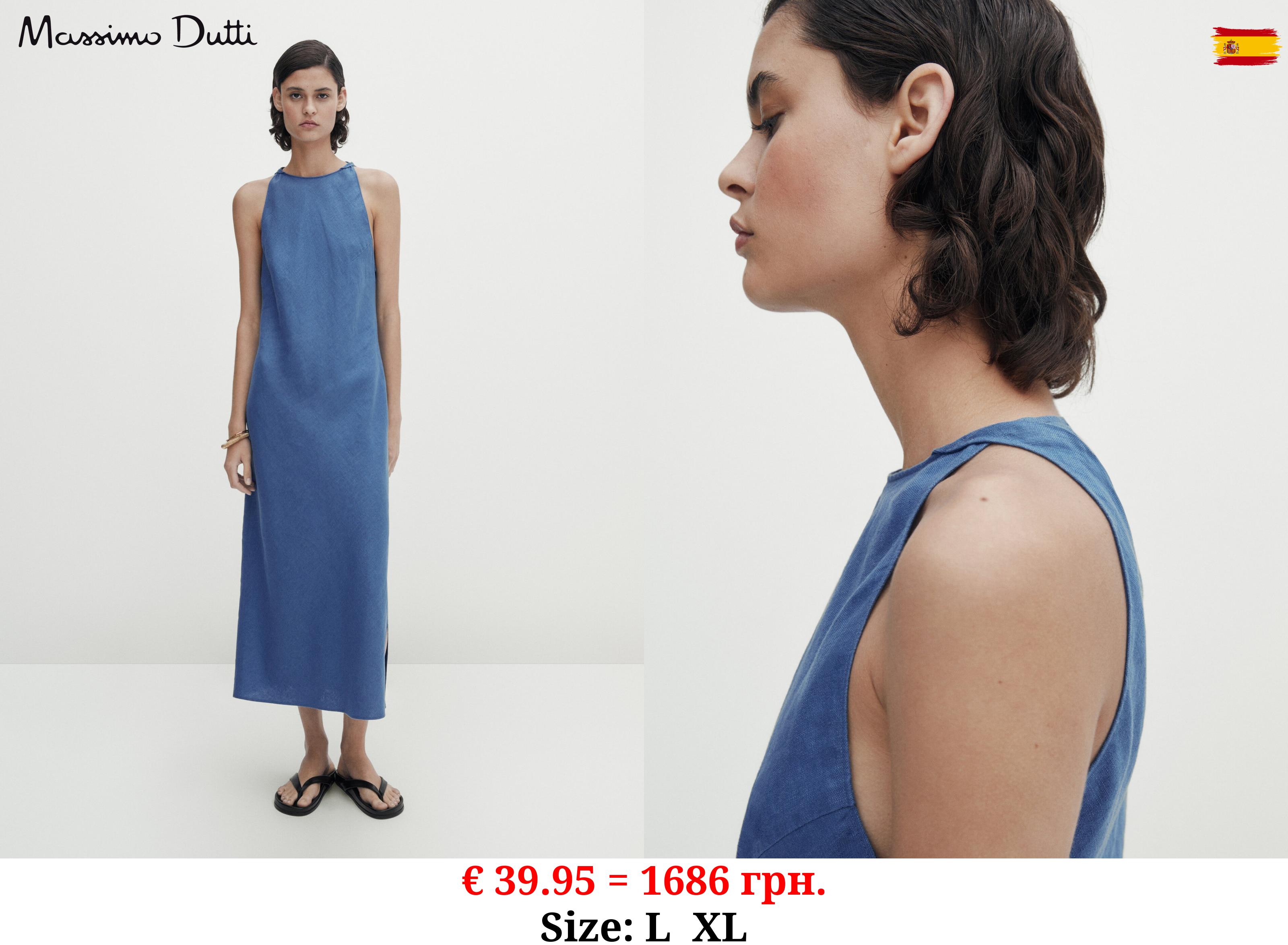 Linen halter dress INDIGO