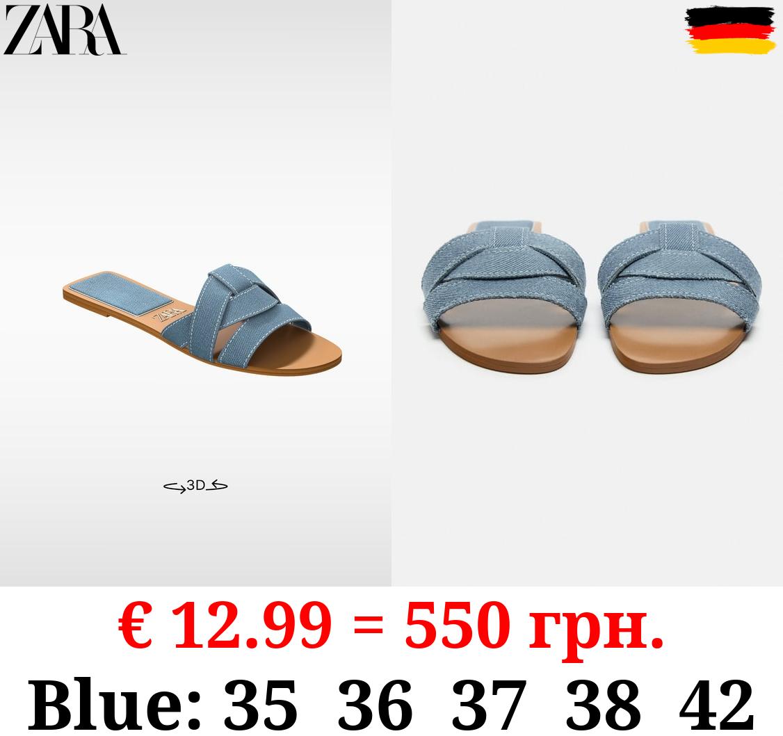 FLAT DENIM SLIDER SANDALS