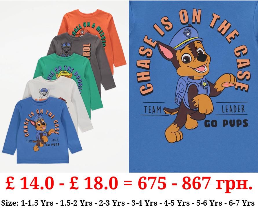 PAW Patrol Character Long Sleeve Tops 5 Pack